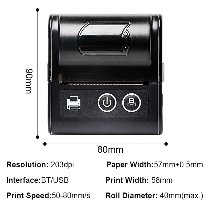 Mini portable printer Bluetooth thermal printer suitable for mobile phones IOS Android computers USB 58MM portable mini thermal printer Impresara 2410