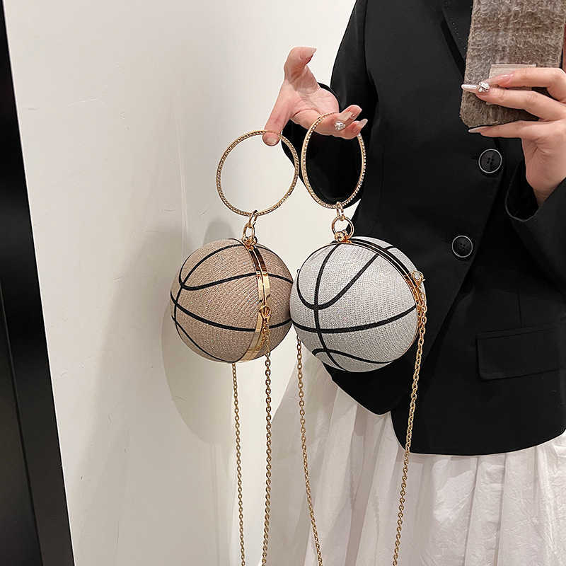 CMM Personalized Basketball Bag New Fashion Water Diamond Western Womens Handheld Single Shoulder Chain Small Round Bag