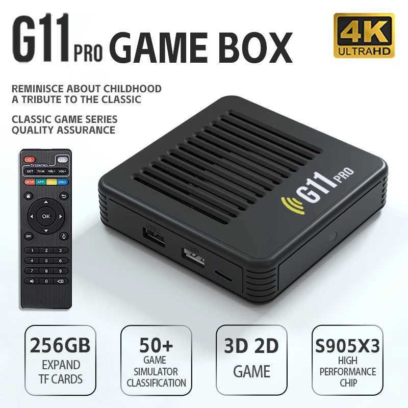 Video Game Console G11 Pro 4K HD 2.4G 256GB Wireless Controller Emuelec4.3 S905X2 Dual System Family Gamebox Built-in 60000 Game Z241029