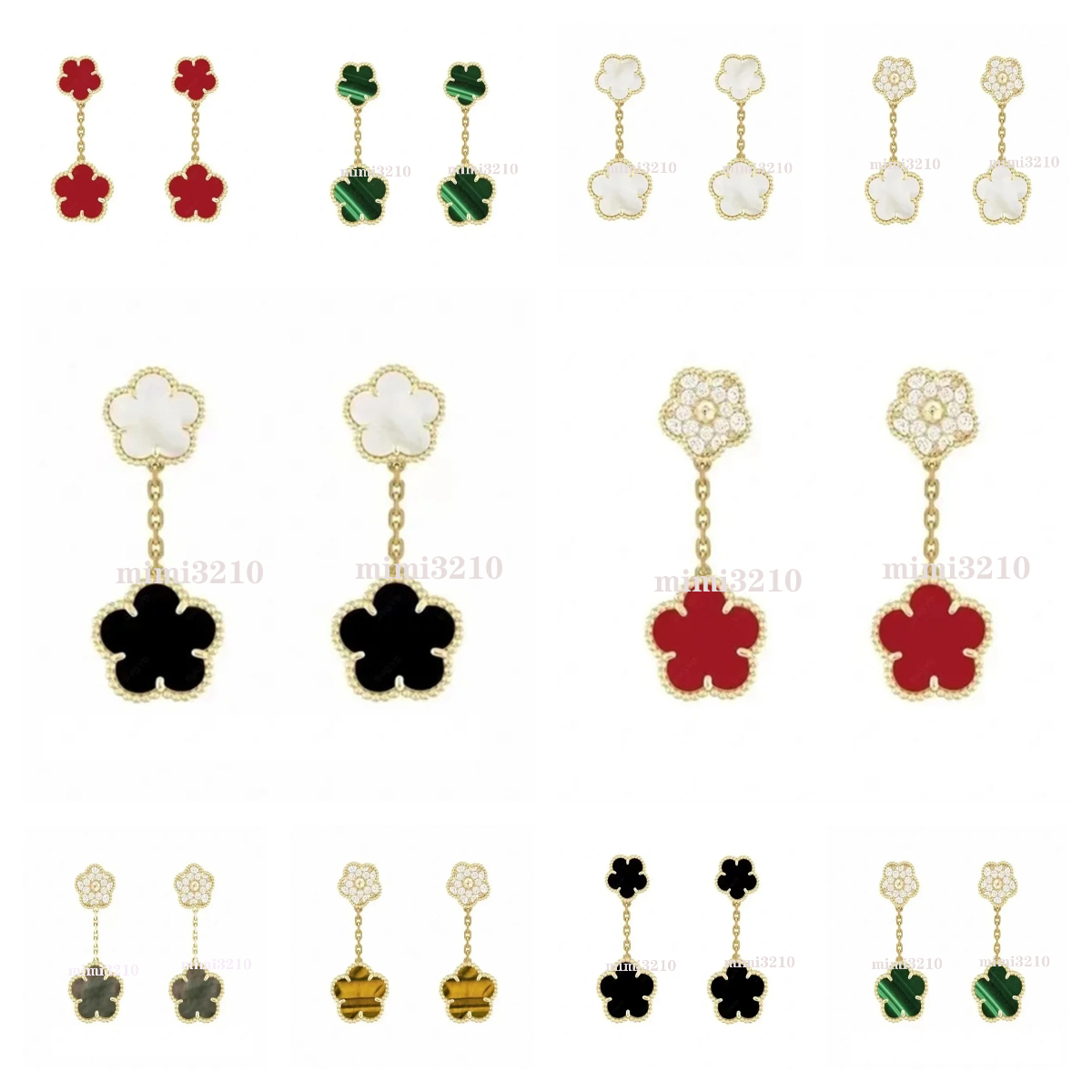 Boucles d'oreilles de créateur Designer 18 carats en or rouge vert rouge de créateur bijoux ohrringe des boucles d'oreilles concepteurs pour femm