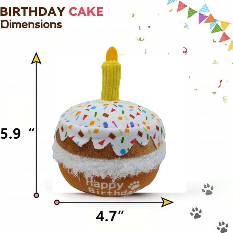 Others Dog Toys Chews Dog Birthday Cake Toy - Dog Girl Boy Gifts Squeaky Plush Dog Birthday Bone Toy and Hat H250217