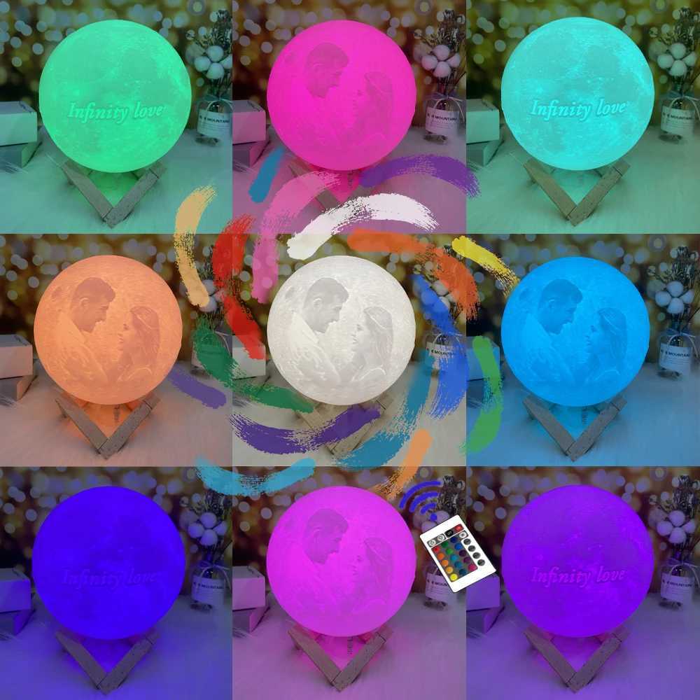 Customized 3D printed moon light personalized photo text night light USB charging gift W241029