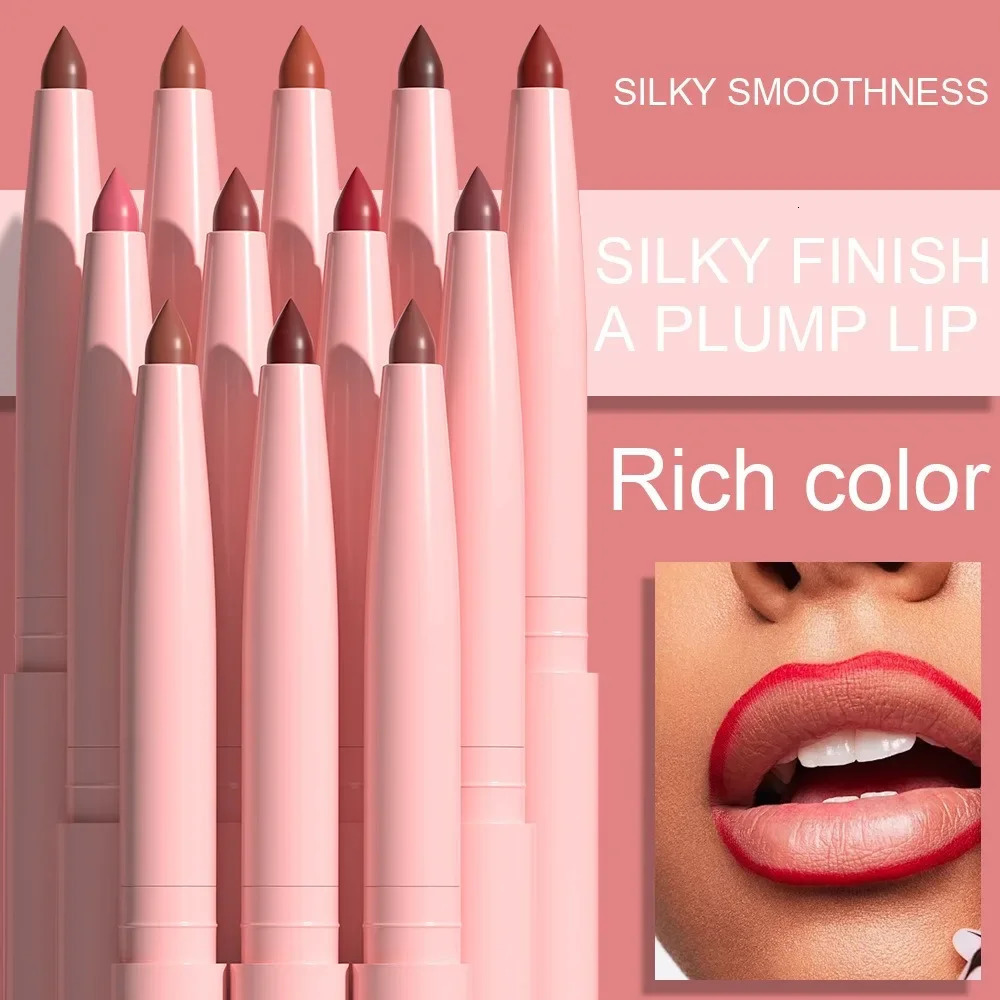 6PC Velvet Matte Lipstick Pen Nude Brown Lip Liner Pencil Kit Smooth Rose Red Pigment Waterproof Long Lasting Dye Cheek Lip Tint 241028