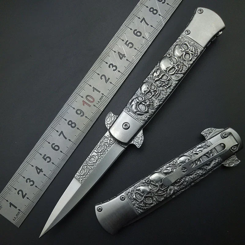 Skull Mirror Scrub titanium Outdoor Rescue Tool Knives Multi Function tactical Knife Multifunctional Survival Pocket knifes