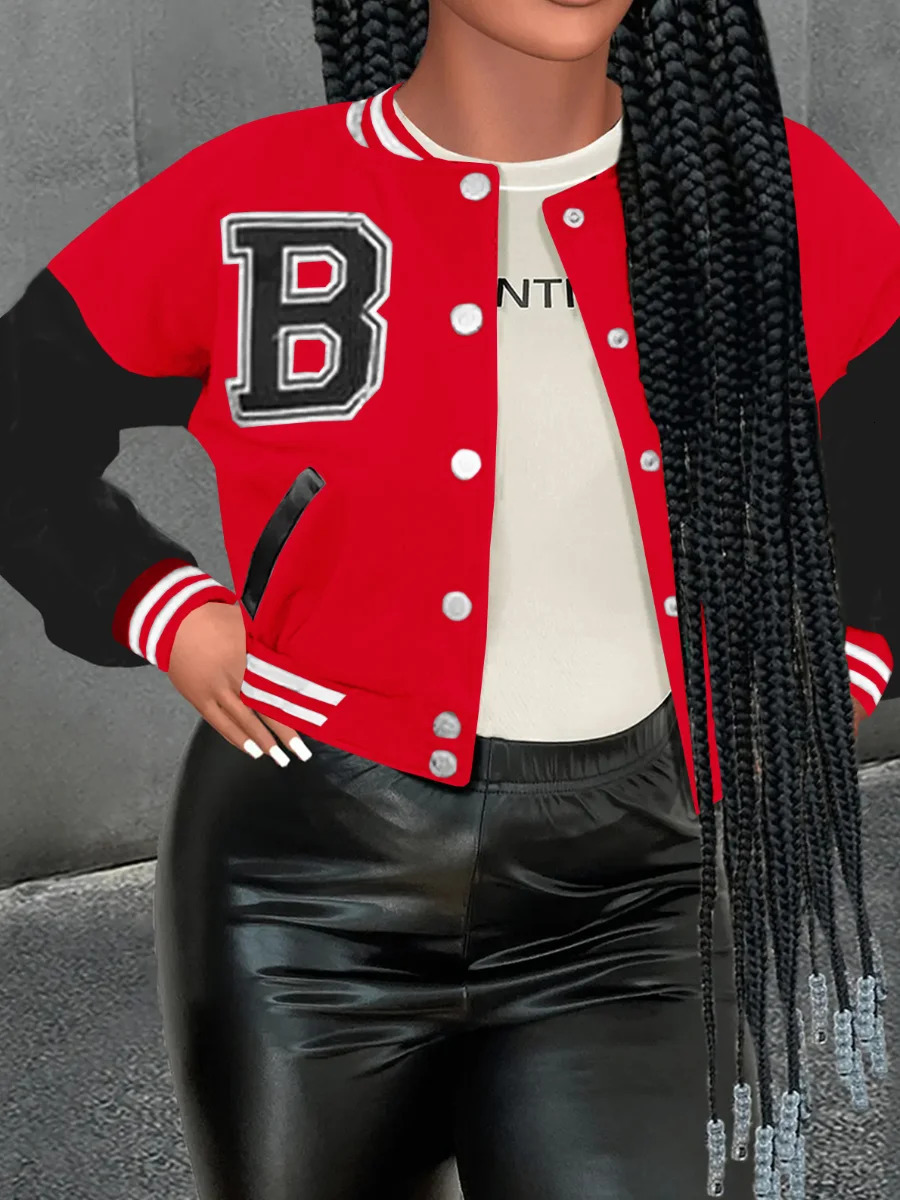 LW Womens Patch Work Preparation Style Short Coat Womens Y2K Single Chest Baseball Coat Cutting Autumn Street Clothing Jacket 241029