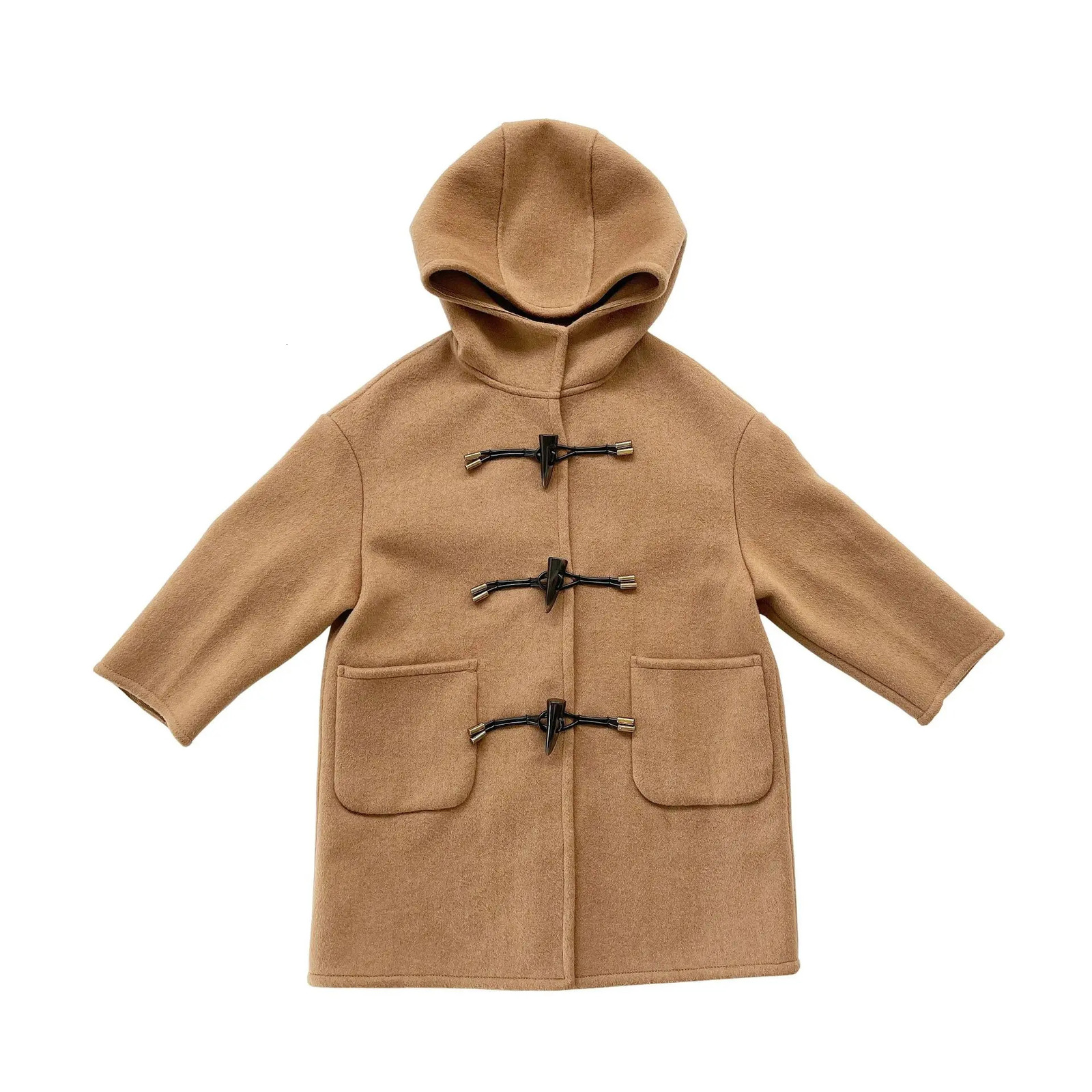 Boys Girls Windproof Outdoor Long Jacket Children Winter Red Green Wool Coat Kids Fromal Birthday Party Pography Woolen Coat 241028