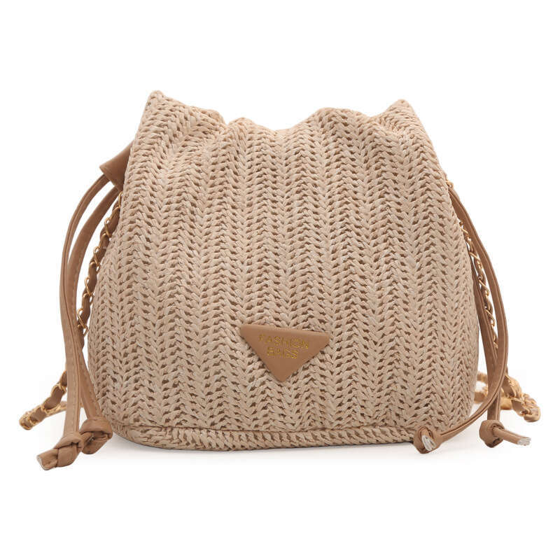 Women's 2024 new fashionable shoulder texture woven bucket niche versatile chain crossbody bag trend