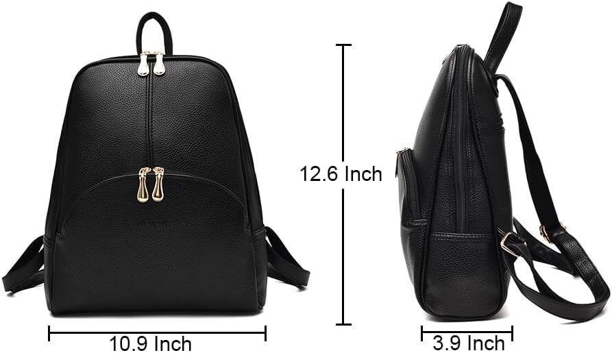 Ladies' backpack wallet, casual bag, PU leather zipper closure, adjustable shoulder strap