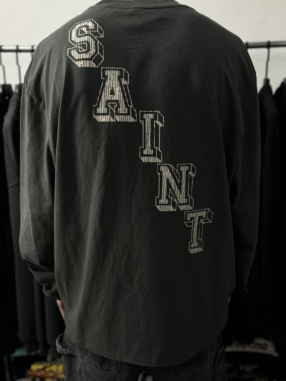 Yao Fashion SAINT OF MICHAEL Vintage Casual O Neck Long Sleeve Tee Tops Oversize Streetwear y Loose Y2k T Shirt For Men 241028