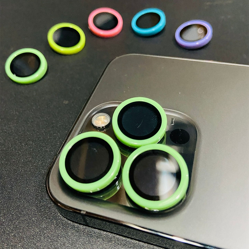 Noctilucent Camera Lens Protection For iPhone 16 15 14 13 12 11 Pro Max Plus Colorful Luminous Ceramic Tempered Glass Lens Screen Protector With Retai