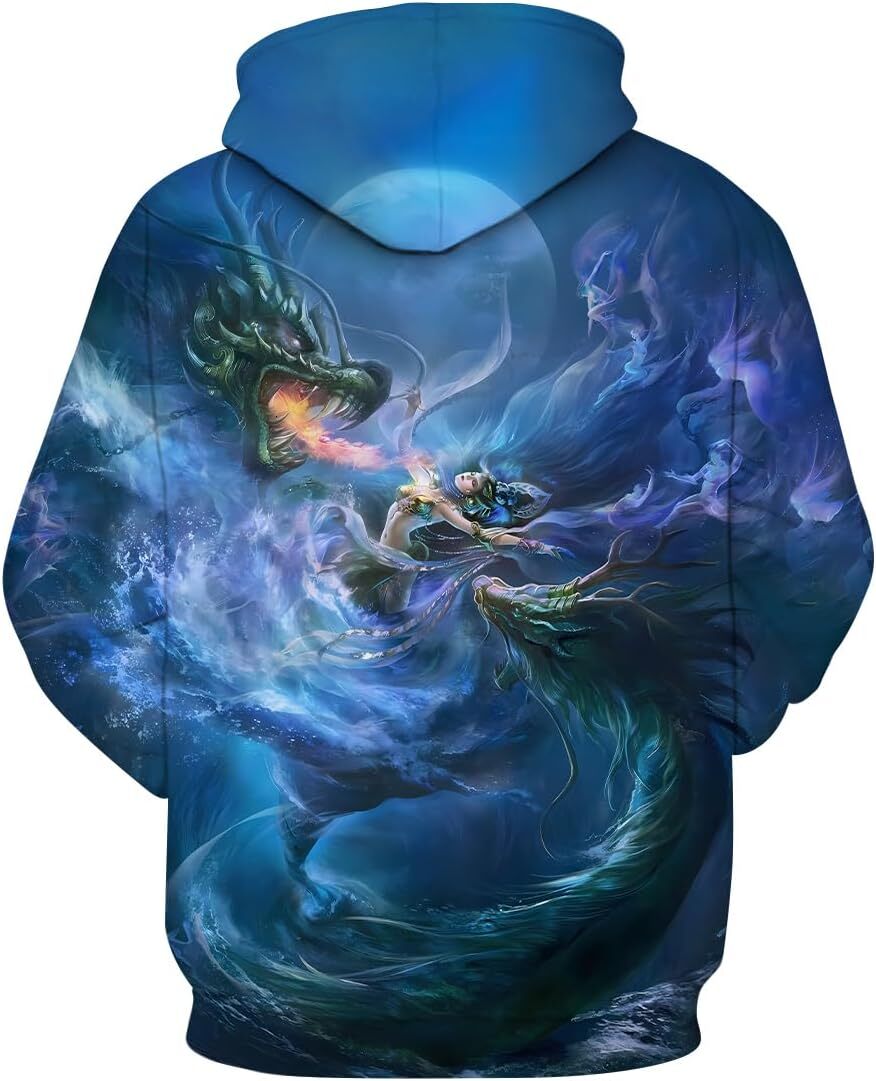 Hoodie for Mens Womens cool Traditional Chinese Dragon Hoodie Mythology Animal Theme Sweatshirts Graphic Fashion and leisure