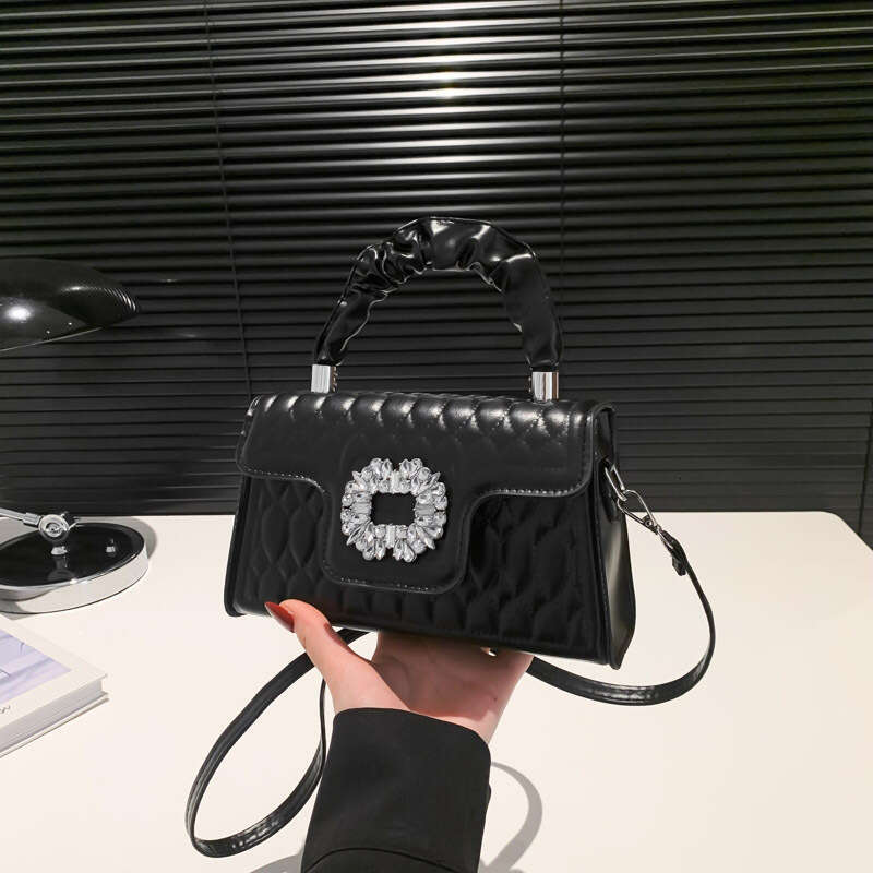 2024 New Fashionable Square Texture Handbag, Western Pressure Shell Shoulder Bag, Small and Versatile Crossbody Bag