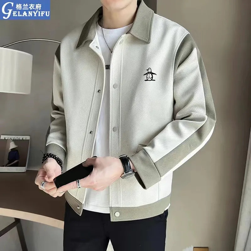 Autumn Golf Wear Men y Jacket Fashion Color Blocking Casual Coat Mens Clothes Korean 241030