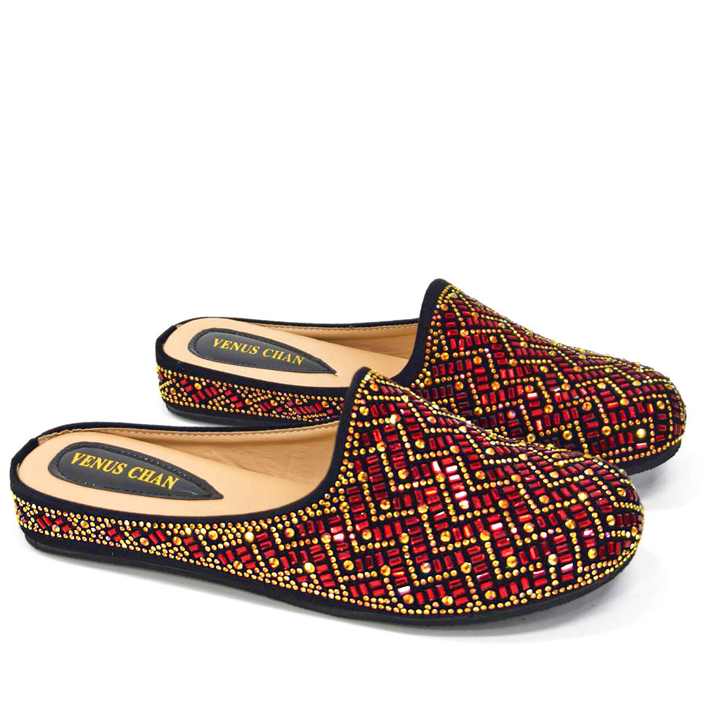 Half slippers rhinestone shoes bar shaped rhinestone pressure drill comfortable low heel 3CM