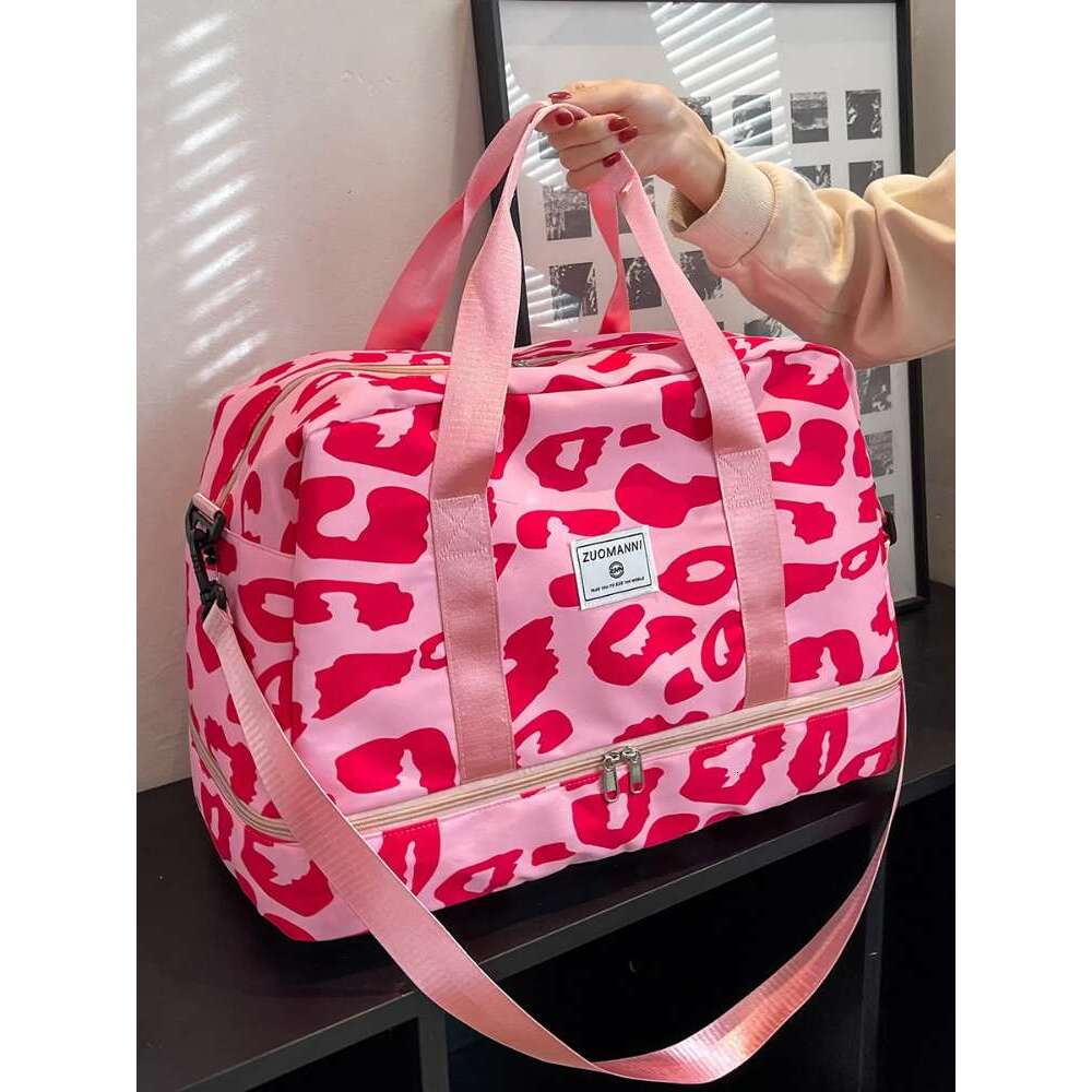 Spacious Durable Women's Carry-On Travel with Animal Print Nylon Large Capacity Sports Gym Weekend Overnight Bag