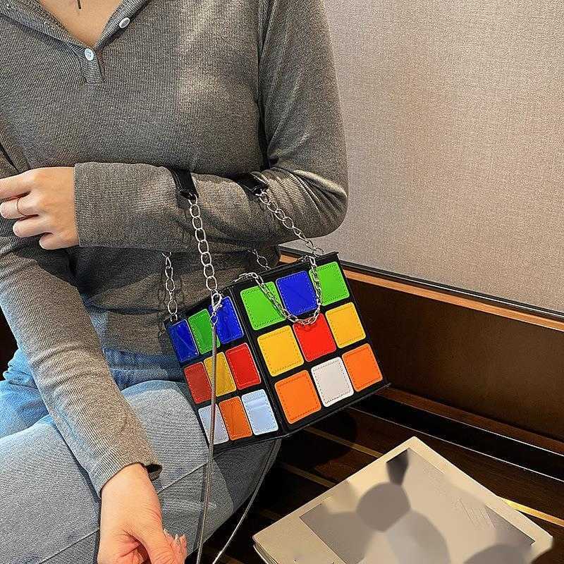 CMM Rubiks Cube Bag Womens Bag Popular New Trendy Versatile Crossbody Niche Chain Carrying Small Square Bag