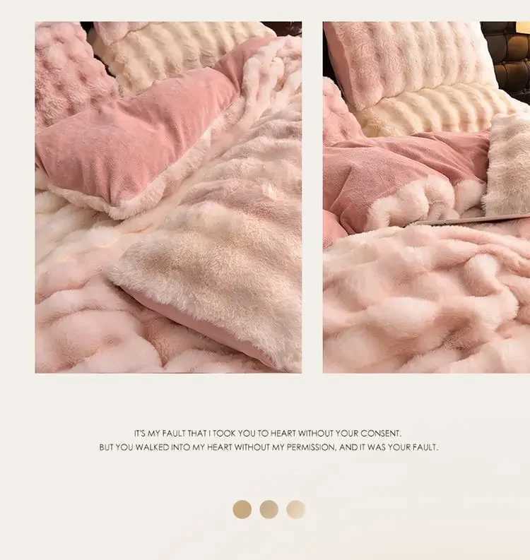 Winter Thick Warm Velvet Large Bedding Home Textiles Plush Down Duvet Cover Bed Sheet Cover X241029