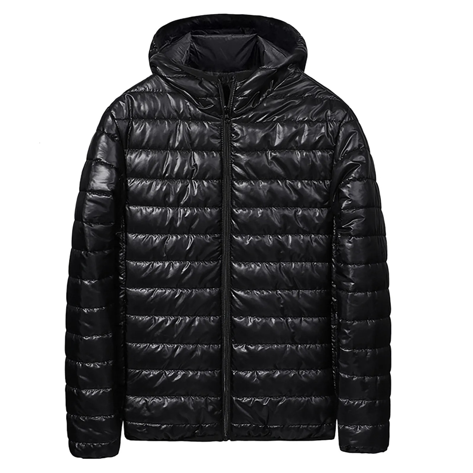 Mens Autumn Winter Light Cotton Padded Jacket Zipper Male Zippered Hat Coat Mens Coats Windproof Bubble Coat Puffer Jackets 241029