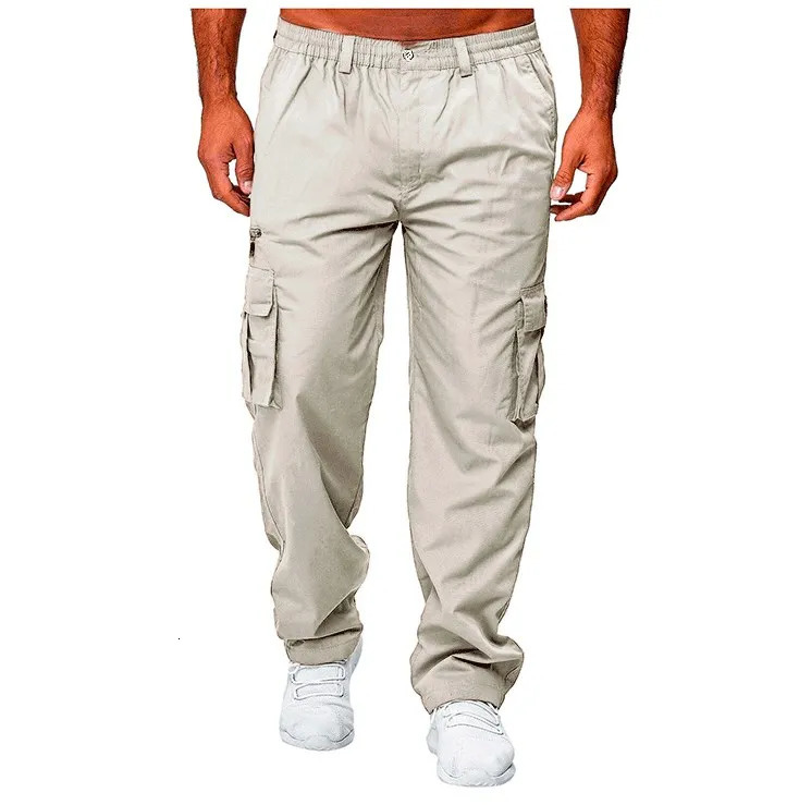 Men Cargo Summer Work Stretch Waist Loose Multi Pocket Casual Trousers Pants Sports Outdoor Wearing Z260315