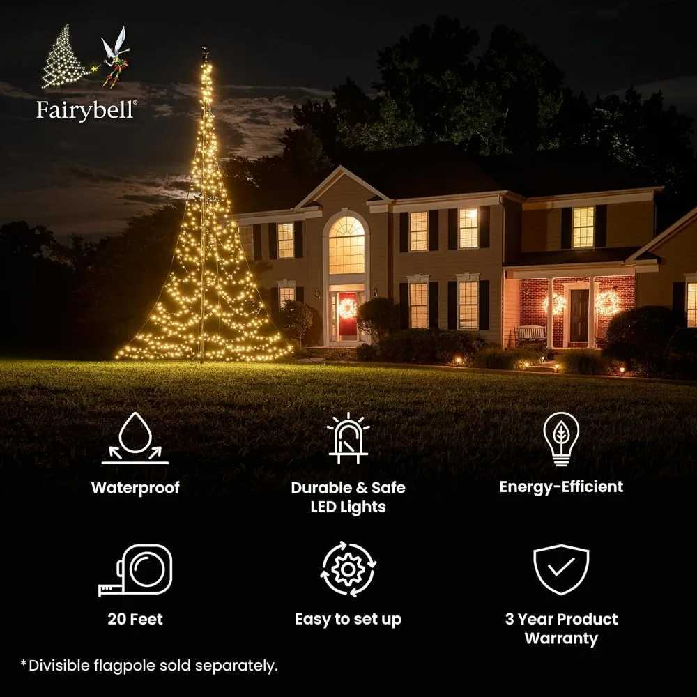 Party Holiday DIY Decorations LED Christmas Tree - Outdoor Christmas Decoration Suitable for Existing Flagpoles Event PartyXJ241026