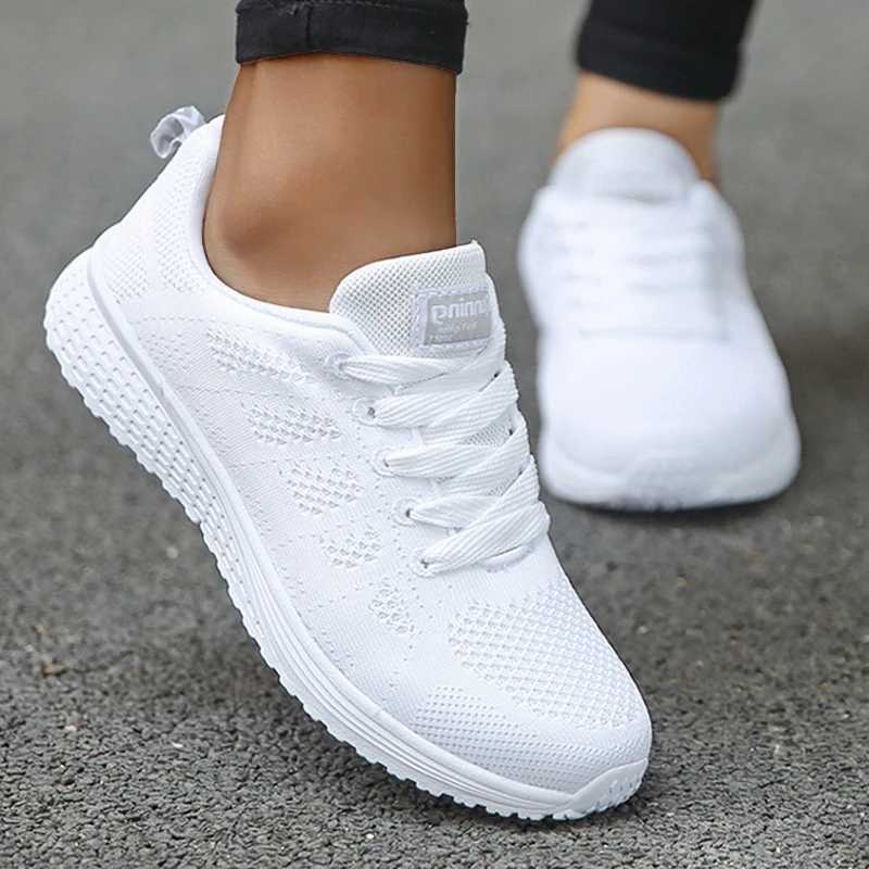Womens casual shoes Fi walking net flat shoes womens sports shoes gym womens vulcanized shoes white black tennis women M241029