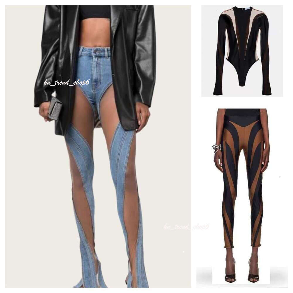 Jeans Womens Designer Trouser Legs Open Fork Tight Capris Denim Trousers Add Fleece Thicken Warm Slimming Jean Pants Brand Women Clothing Embroidery Mugler f65