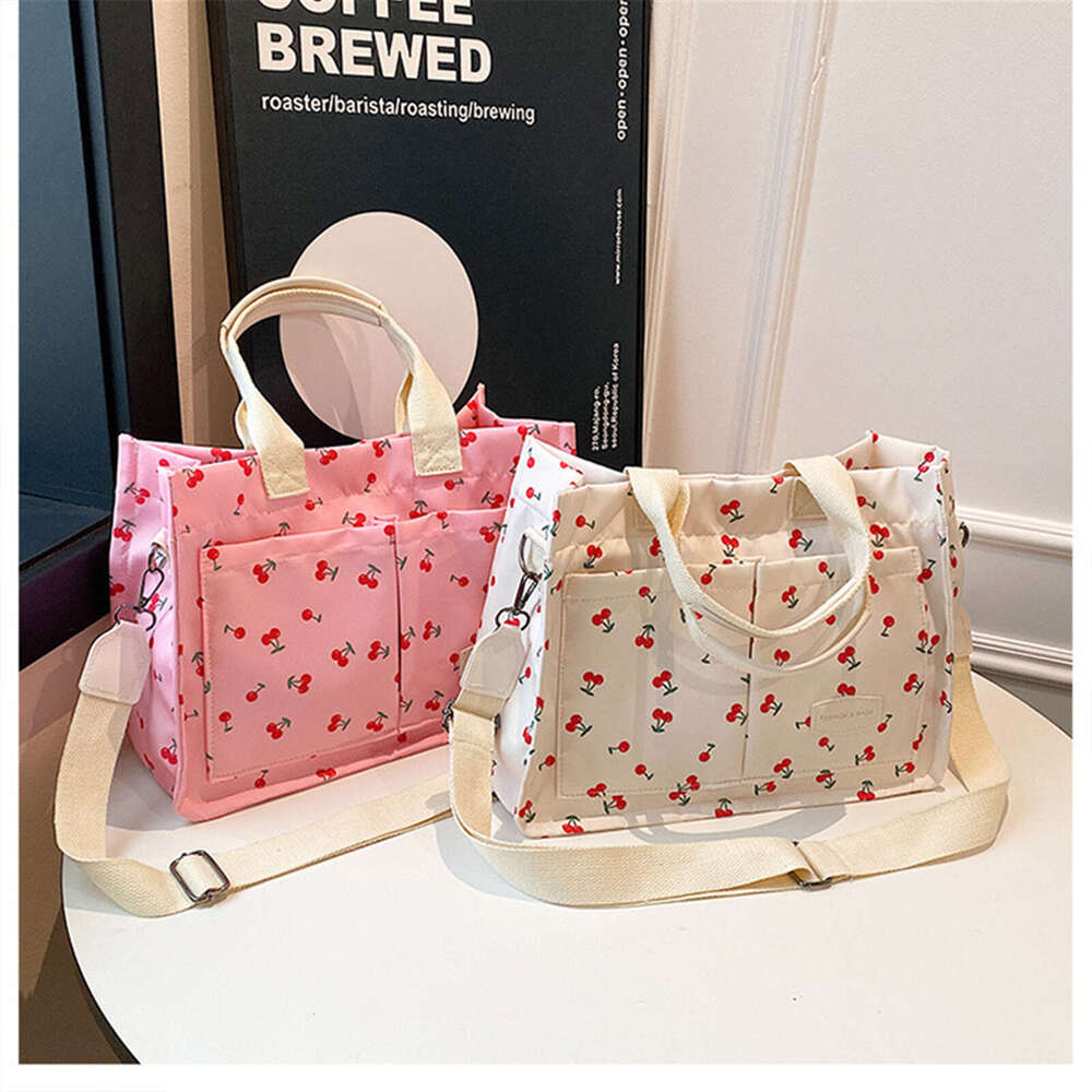 Cherry Canvas Tote Purse Women - Stylish Multi-Pocket Satchel Handbag for Work & Travel