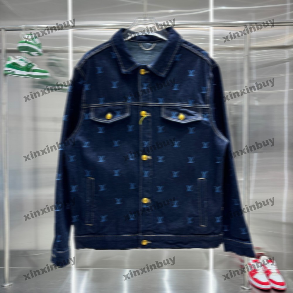 xinxinbuy Men designer Coat Jacket Blue letter embroidery sets denim long sleeves women gray Black khaki green red blue S-3XL