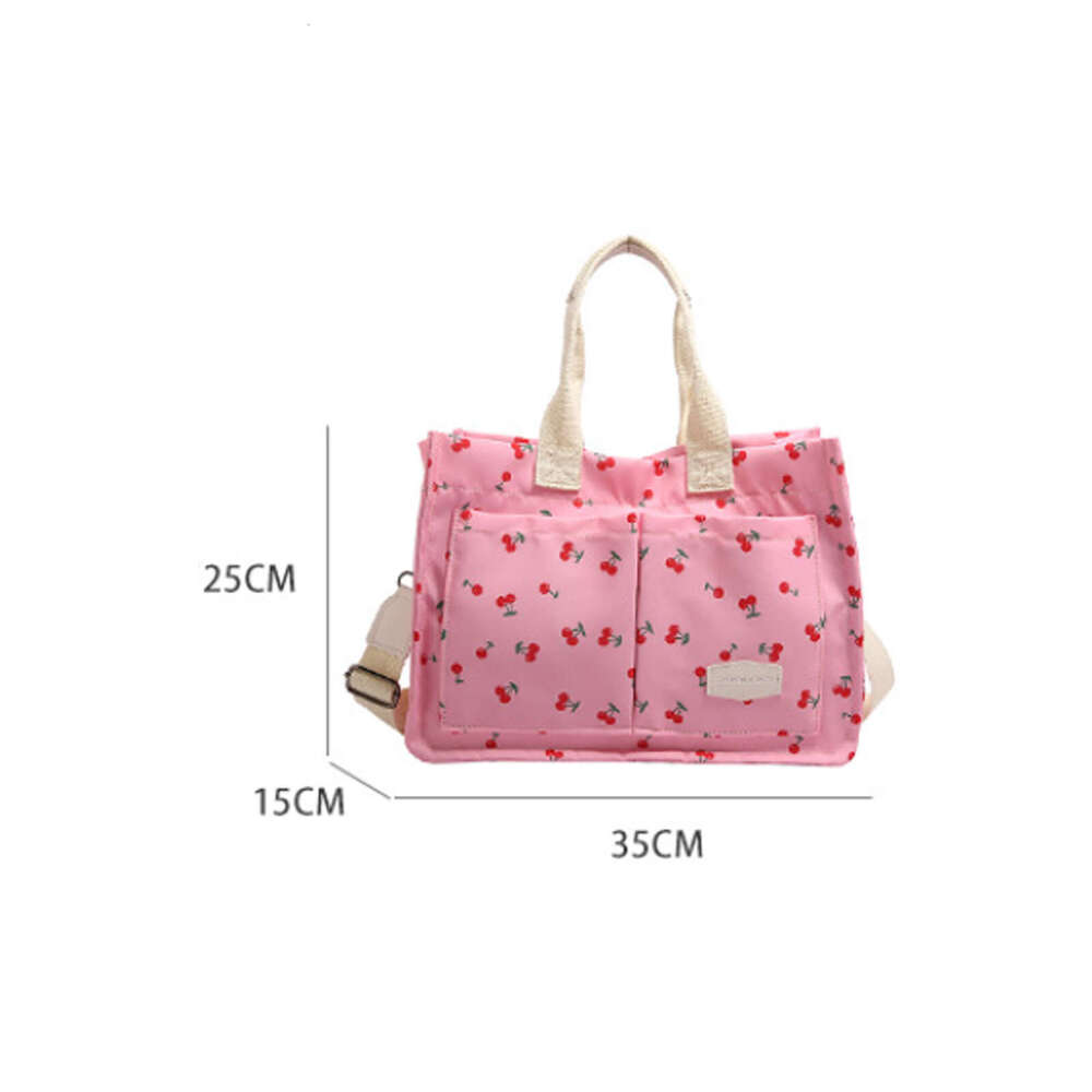 Cherry Canvas Tote Purse Women - Stylish Multi-Pocket Satchel Handbag for Work & Travel