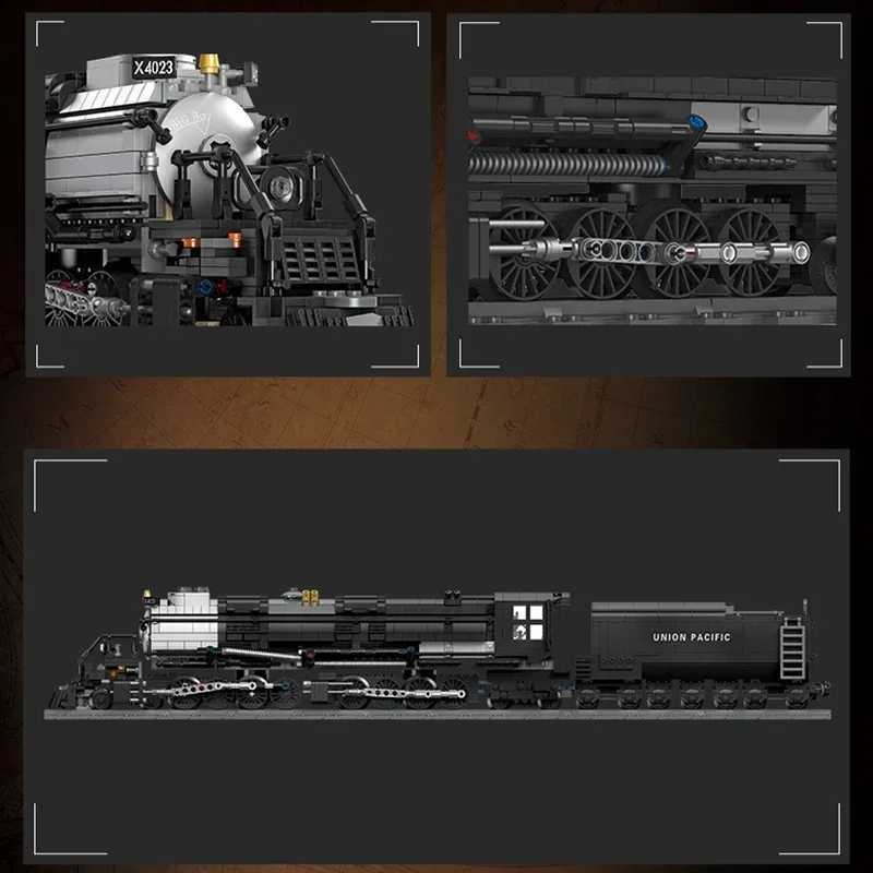 Free shipping 1608PCS Steam Building Blocks The Union Pacific Big Boy Train Ci Railway Assemble Model Bricks Kid Toys Holiday Gifts
