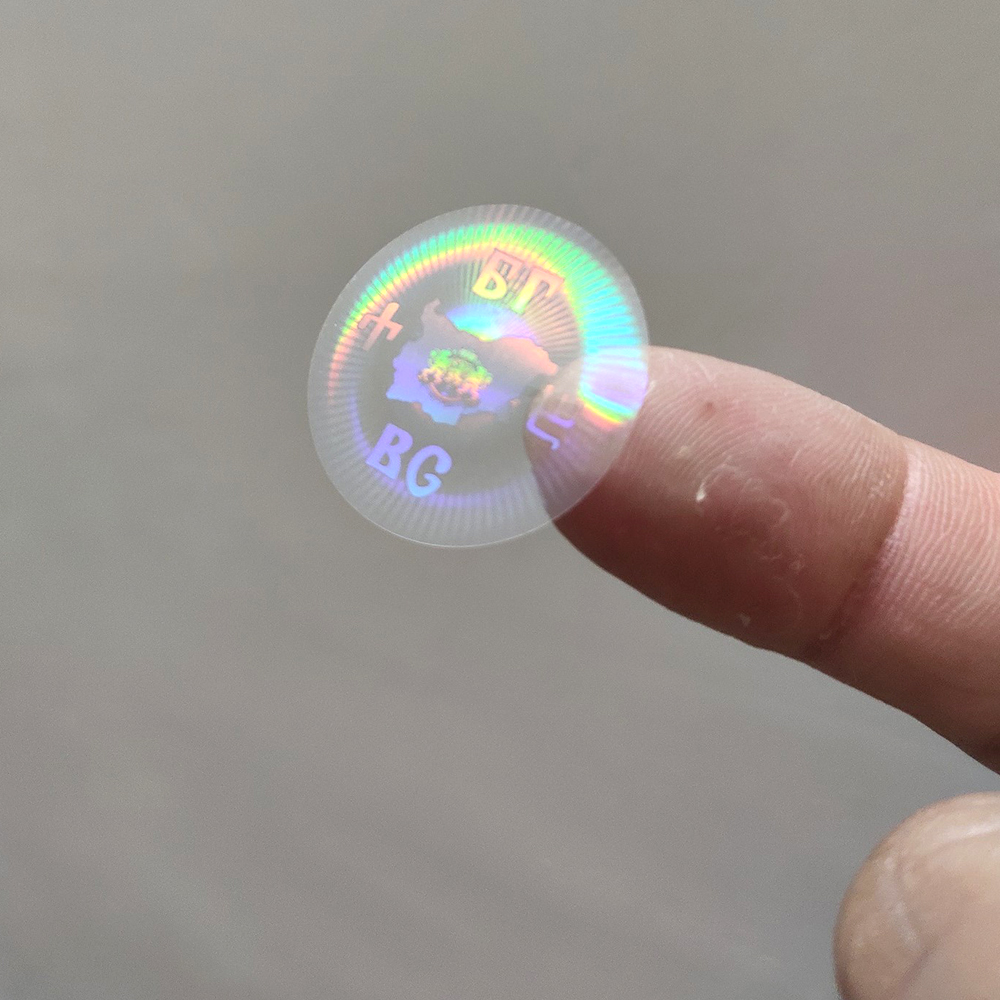 Anti-counterfeiting transparent round hologram sticker Adhesive Rainbow Holographic Foil Hologram Overlay Sticker