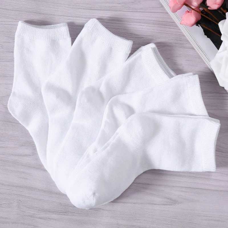 5 pairs of childrens cotton dresses sports socks boys and girls ankle socks white W241030