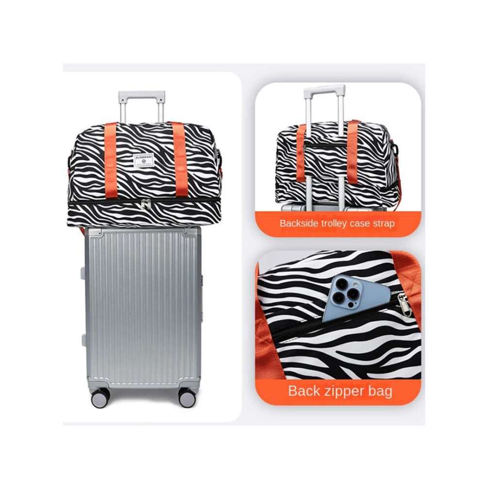 Spacious Durable Women's Carry-On Travel with Animal Print Nylon Large Capacity Sports Gym Weekend Overnight Bag