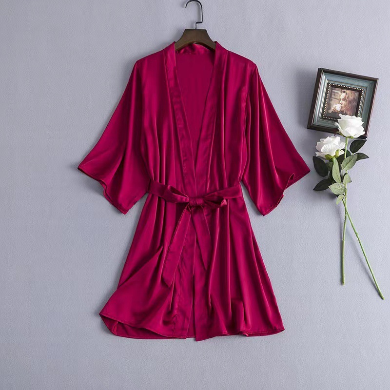 Green Nightgown Solid Color Kimono Lady Elegant Bathrobe Satin Homewear Wedding Bridal Gift Sleepwear Sexy Intimate gerie