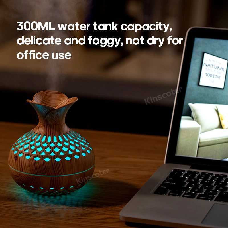 Vase Arathermapy diffuser 300ml sawdust portable air humidifier essential oil diffuser spray commercial Atizer RGB lamp Y241104