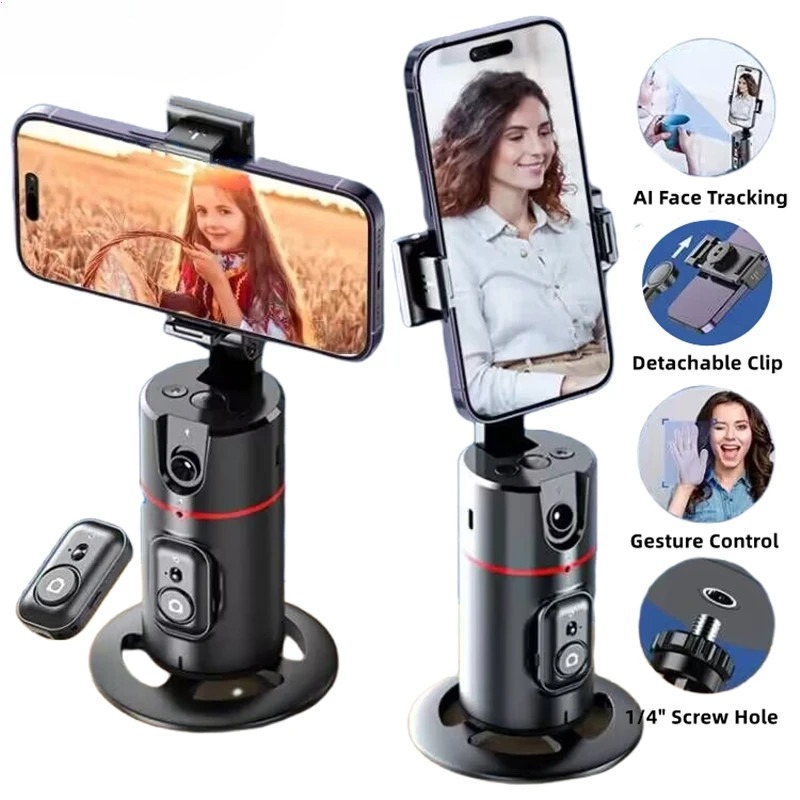360 Rotation Gimbal Stabilizer Follow-up Selfie Desktop Face Tracking Gimbal for Tiktok Smartphone Live with Remote Shutter