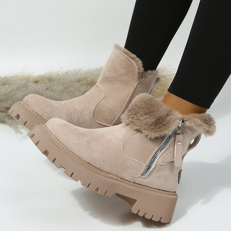 Designer 2024 Furry Winter Boots: Fluffy Plush Anti-Slip Snow Shoes for Men & Women