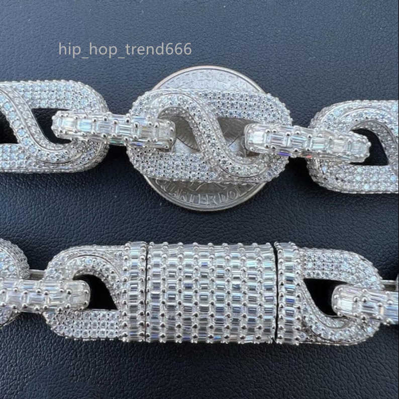 925 Sterling Silver 14mm/16mm/18mm Iced Out Miami Cuban Link Chain Pass Tester Hiphop VVS Moissanite Cuban Chain