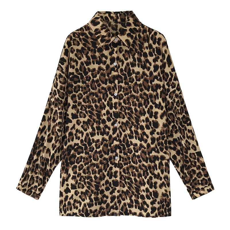 Wholesale-Plus Size XXL New Fashion Sexy Shirt Women Blouses Novelty Leopard Print Blouse Long Sleeve Chiffon Shirts Brand Blouses