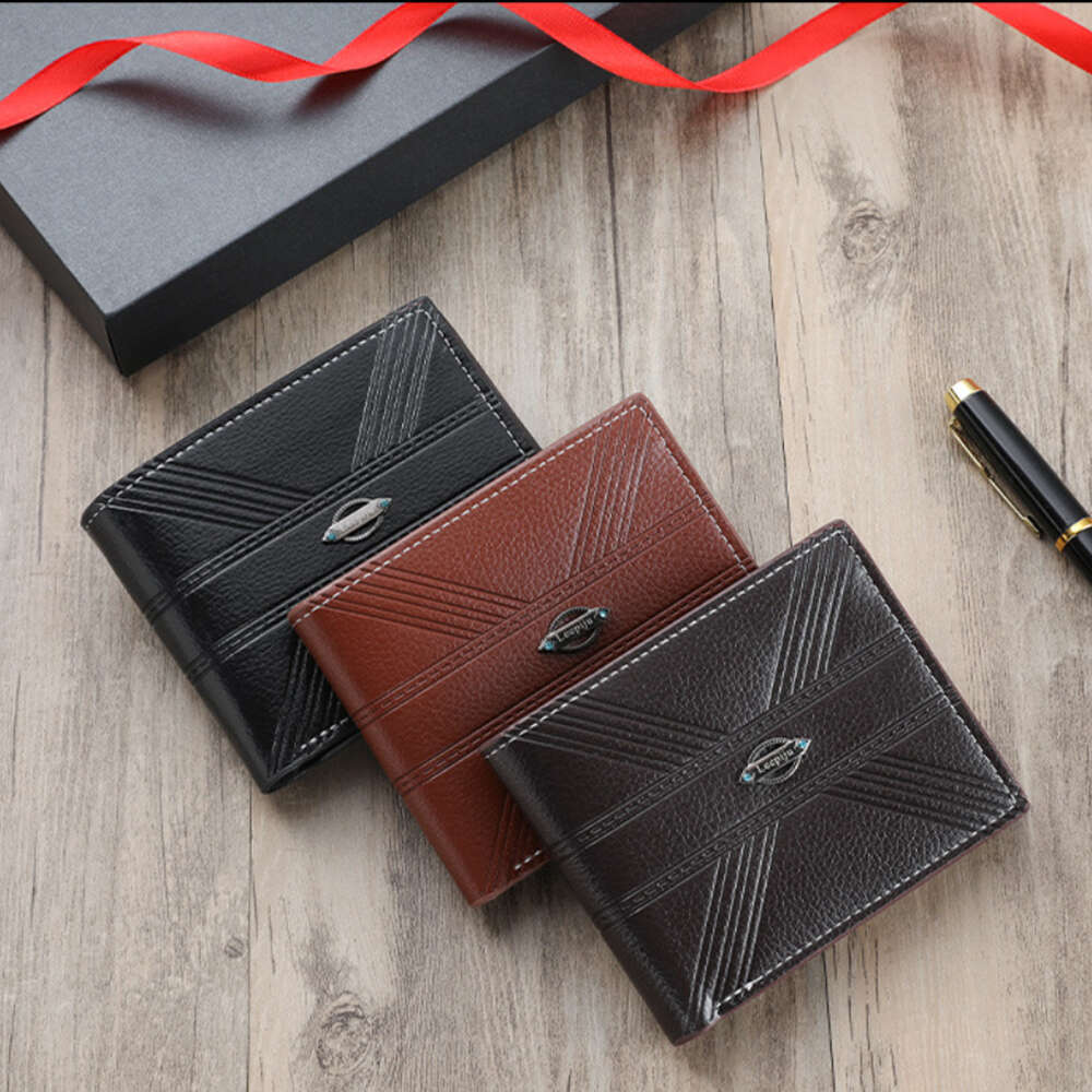 New Men's Short Pu Leather Korean Version Business Casual Multi Large Capacity Wallet Credit ID Card Holder