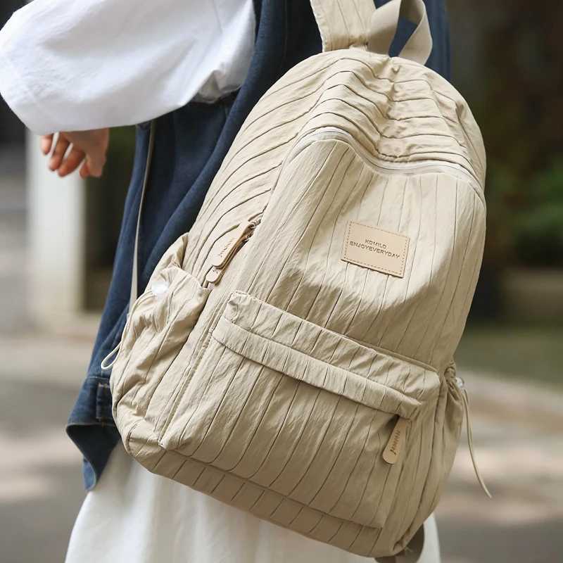 CMM Fashion Stripe Nylon Woman Backpack Schoolbag for Teenage Girls Waterproof Female College Portable Student Lady Casual Book Bags 241030