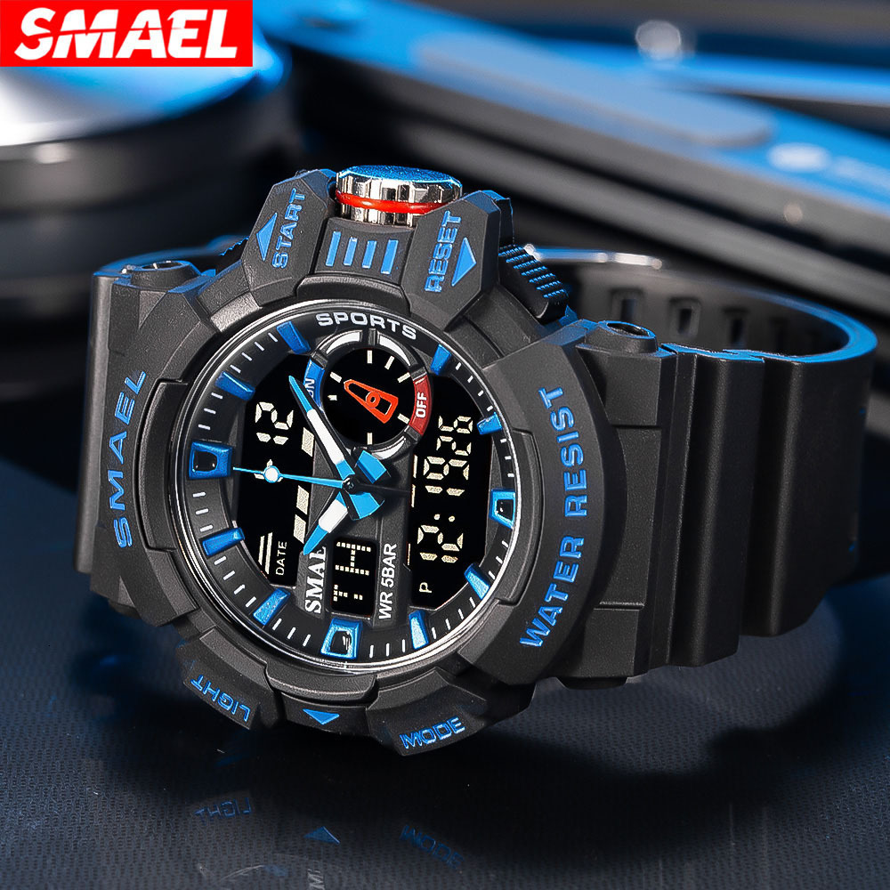 SMAEL Red Sport Clock Men Watches Man 30M Waterproof Watch LED Digital Quartz Wristwatches relogio masculino Male Saat 1436 LY191213