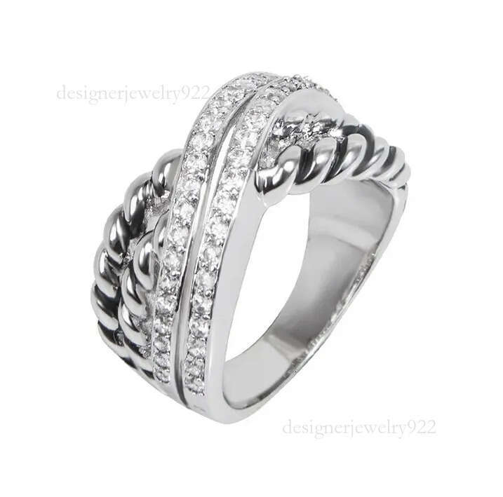 Vintage Sier Twisted for Men Women with Dia Designer Jewelry Couple Birthday Gift Engagement Ring