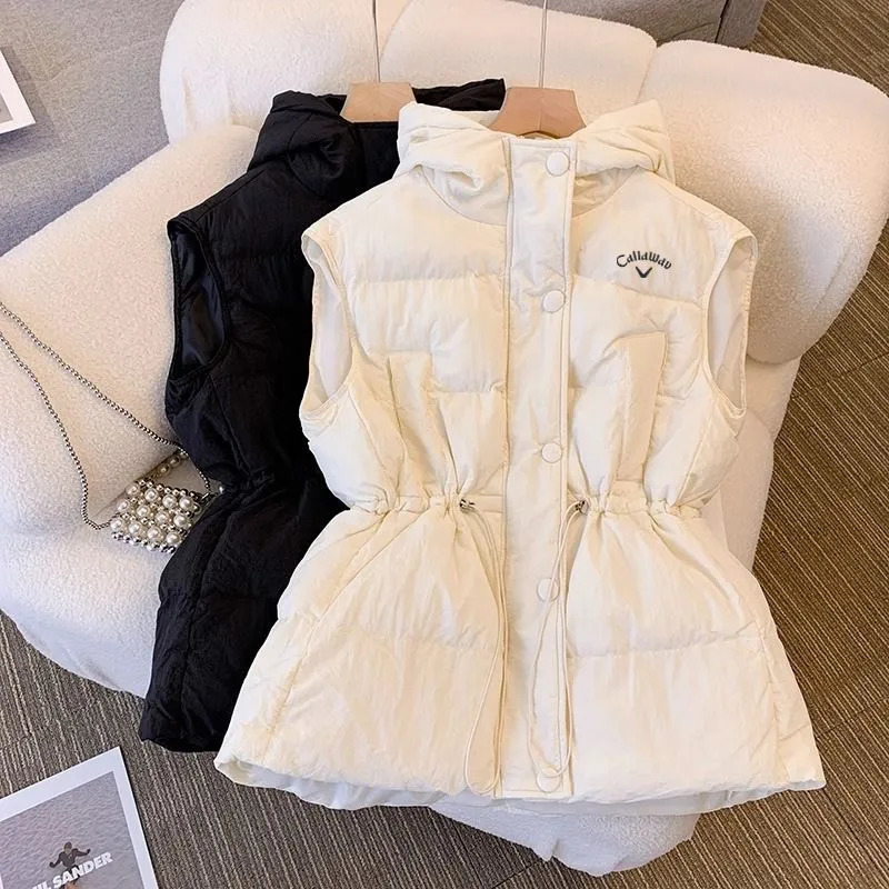 Autumn Golf Wear Women y Vest Fashion Draw Rope Cotton Jacket Clothing Windbreaker Padded 241030