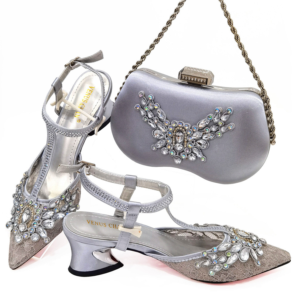 Ladies' fashion pointed toe comfortable low heel shoes, dia shoes irregular shaped handbags