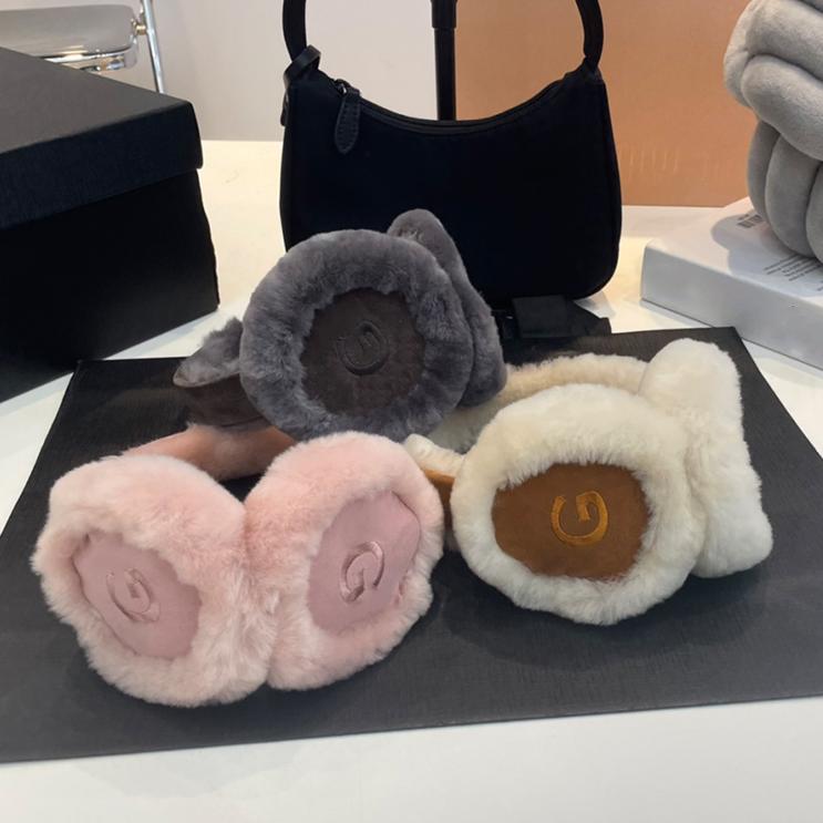 Fashion Warm Male and Female Earplugs Winter Solid Color Plush Earplugs Winter Foldable Antifreeze Earplugs Available in Three Colors