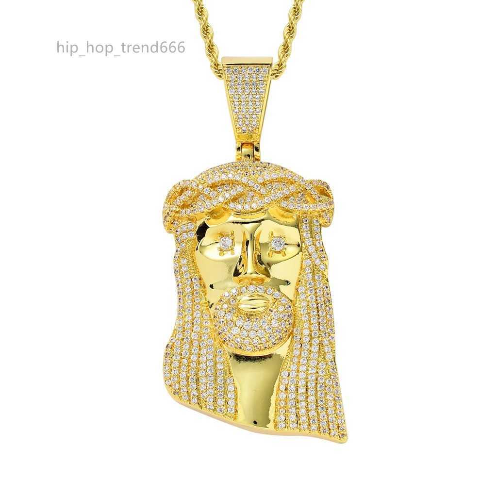 92mm Retro Human Head Pendant moissanite With 925 Silver Moissanite Exaggerated Jesus Pendant Shining Necklace