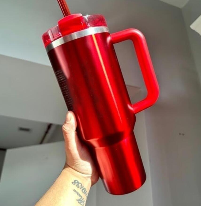 US Stock Wicked 40oz Tumblers Bow Cap LOVE SHACK FANCY Cups Rose Blue Magnolia Lilac Floral Stainless Steel Tumblers with Silicone Handle Lid Straw Mu
