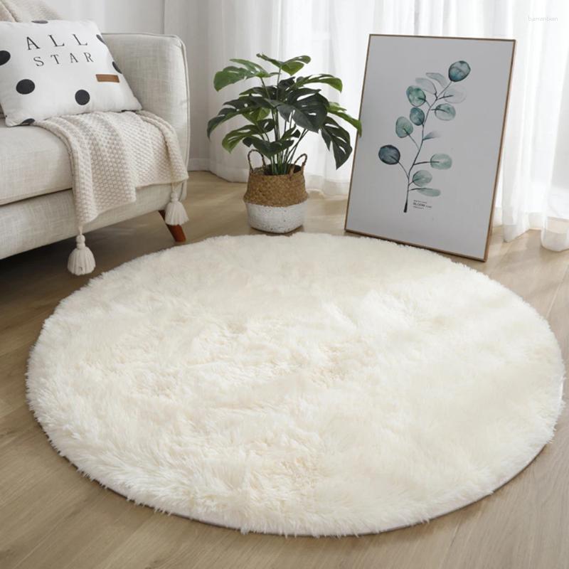 Carpets Soft Round Carpet Rug For Bedrooms Living Room Study Tent Solid Color Floor Car Thick Plush Anti Slip Children H260226