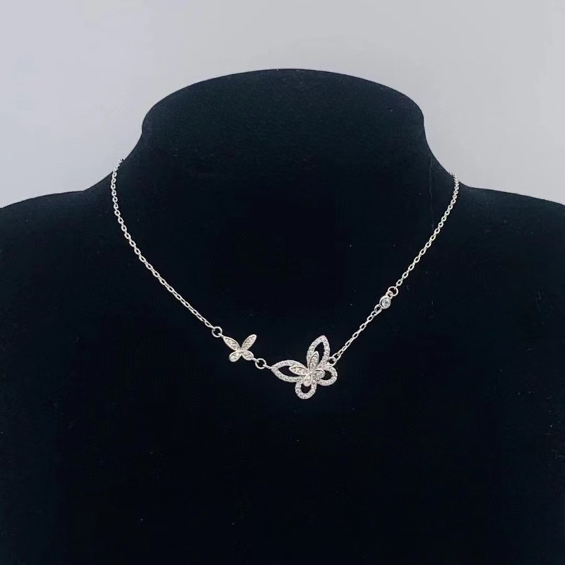 Classic Sweet Butterfly Necklace Women's Full-Diamond 18K Gold Collar Necklace Girl Luxury Jewelry Gift for Formal Events Daily Outfit Career-Rel